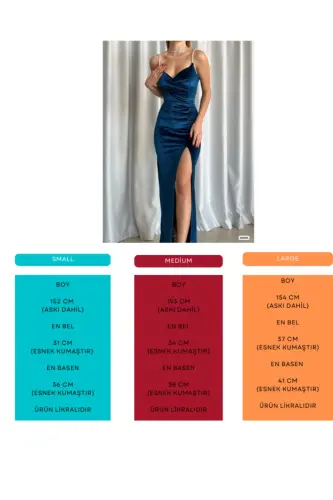 Kadın Petrol Mavisi Taş Askılı Yırtmaçlı Kadife Kumaş Abiye Elbise Nişan Düğün Mezuniyet Elbisesi-Petrol mavisi - 6