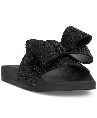 Women's Peymin Pool Slides, Created for Modazone - Black Bow - 1