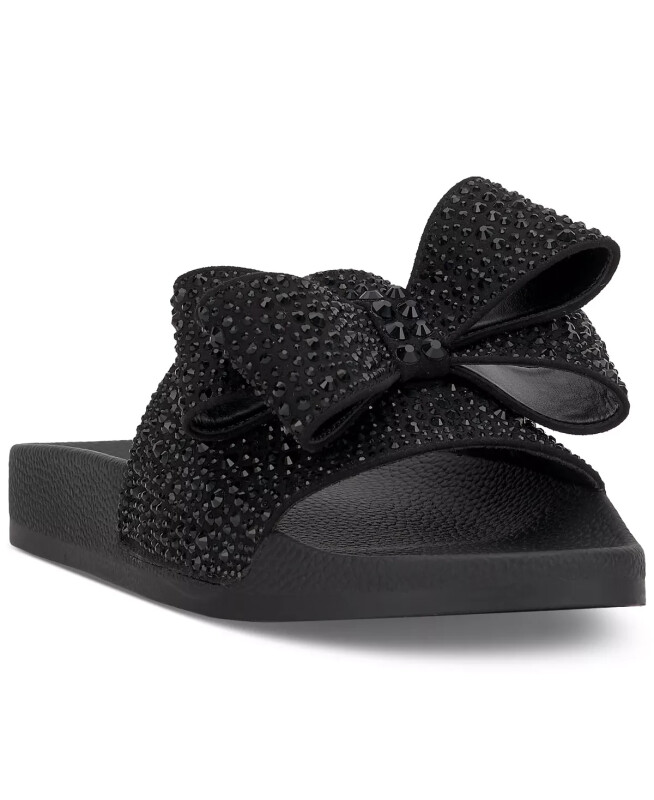 Women's Peymin Pool Slides, Created for Modazone - Black Bow - 1