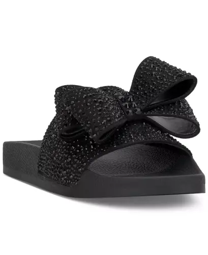 Women's Peymin Pool Slides, Created for Modazone - Black Bow 