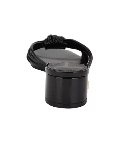 Women's Philie Knotted Crisscross Block Heel Sandals - Black Patent - 3