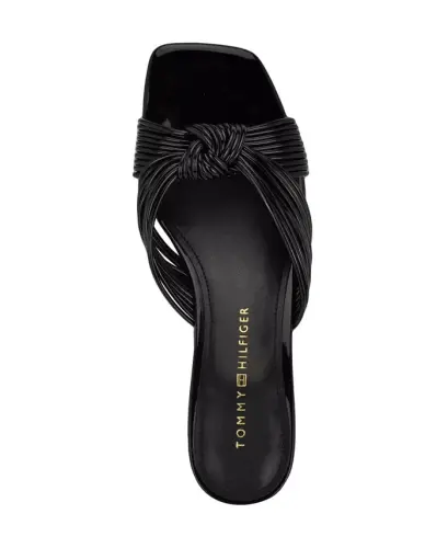 Women's Philie Knotted Crisscross Block Heel Sandals - Black Patent - 4