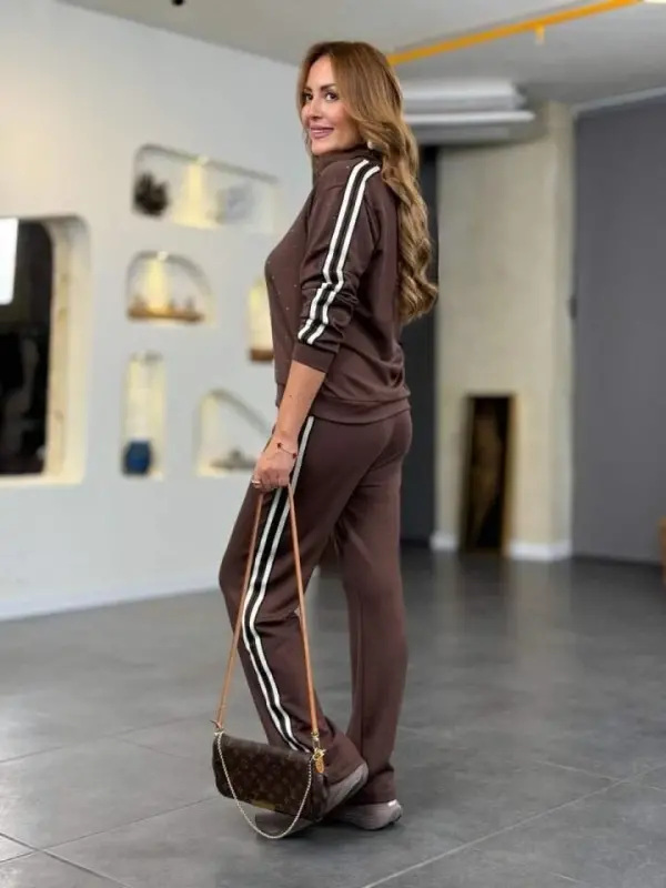 Kadın Polo Yaka çıt çıt Ve Inci Detay Ribanalı Ikili Takım - 3