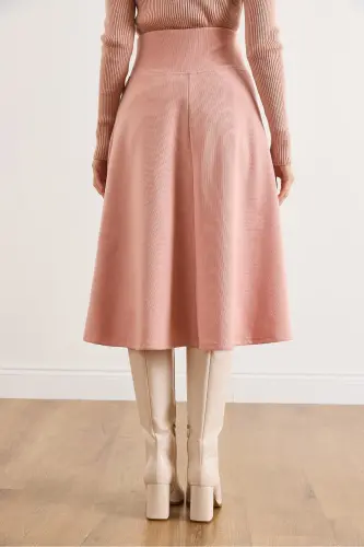 Kadın Pudra Beli Bantlı Selanik Çan Etek ETK-19000297-Pudra - 3