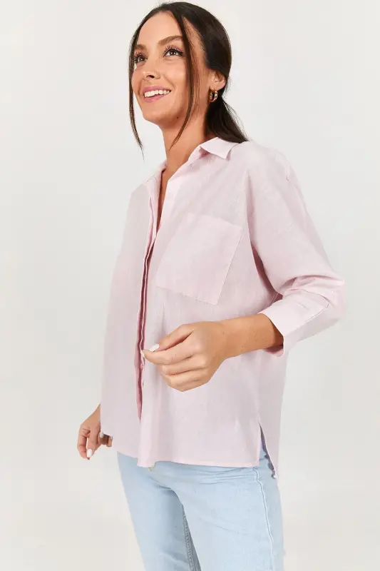 Kadın Pudra CEPLİ SALAŞ KETEN GÖMLEK ARM-21Y001035-Pudra - 3