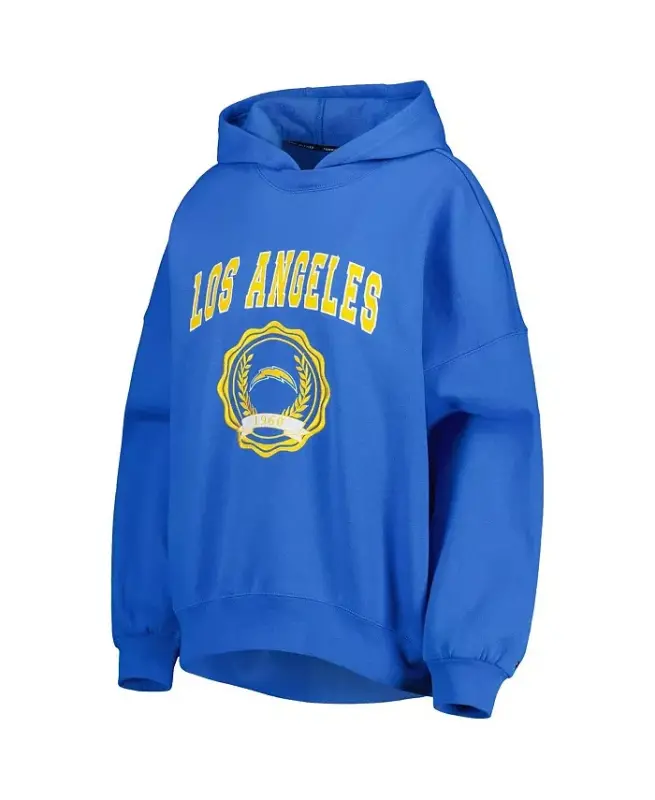 Women's Powder Blue Los Angeles Chargers Becca Drop Shoulder Pullover Hoodie - Powder Blue - 4