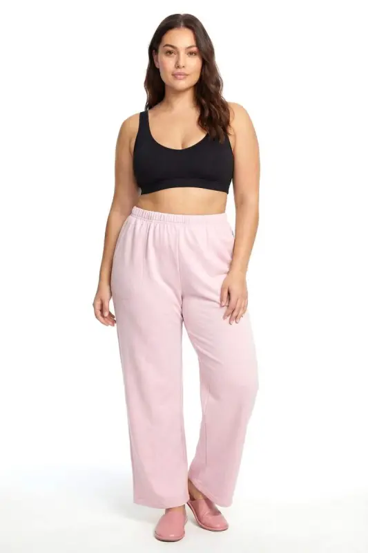 Kadın Pudra Pembe Büyük Beden Cepli Pijama Altı - 1