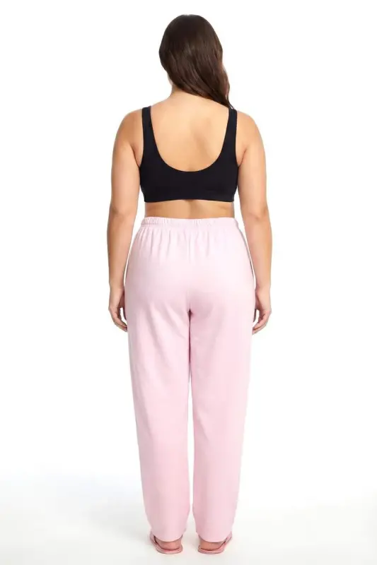 Kadın Pudra Pembe Büyük Beden Cepli Pijama Altı - 3