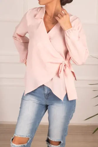 Kadın Pudra Yakalı Kruvaze Bluz ARM-22Y024025-Pudra - 3