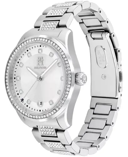 Women's Quartz Silver-Tone Stainless Steel with Crystals Bracelet Watch 36mm - Silver and Crystals - 1