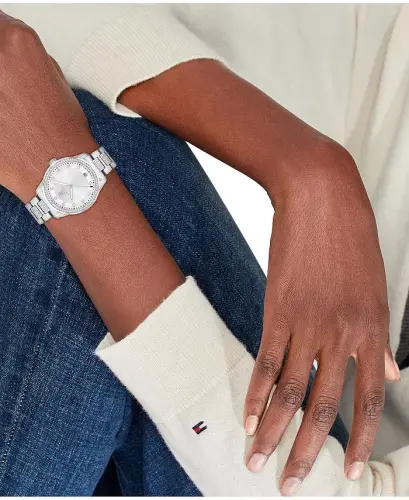 Women's Quartz Silver-Tone Stainless Steel with Crystals Bracelet Watch 36mm - Silver and Crystals - 6