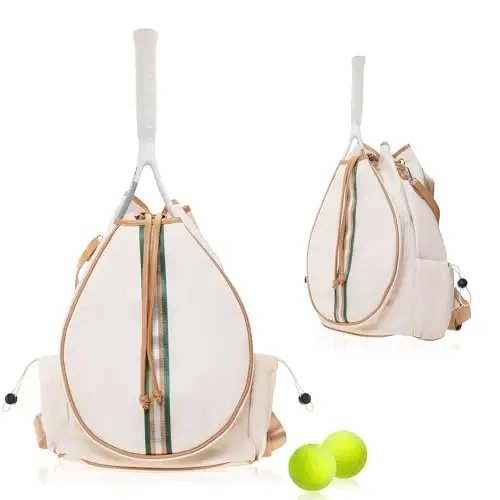 Mini Momo Tennis Bag for Women Racket Tote, Stylish Backpack - Unisex Racquet Sports Pickleball Bag Convertible Shoulder, Crossbody Strap Large Compartment - 1