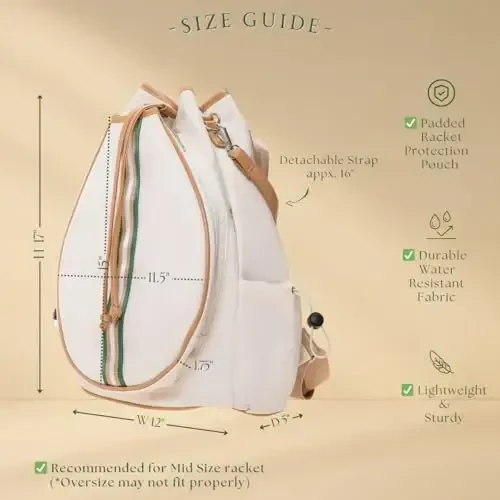 Mini Momo Tennis Bag for Women Racket Tote, Stylish Backpack - Unisex Racquet Sports Pickleball Bag Convertible Shoulder, Crossbody Strap Large Compartment - MINI MOMO (1)