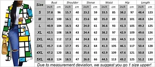 Women's Colored Geo Turn Down Collar Trench Coat Colorful Outerwear Cardigan Long Blazer Jacket - 3