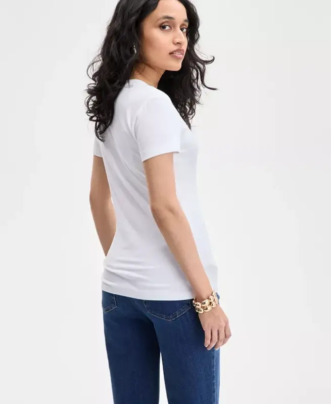 Women's Ribbed Scoop-Neck Top, Exclusively at Modazone - Bright White - 4
