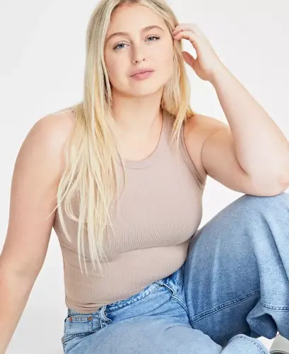 Women's Ribbed High-Neck Tank Top, Created for Modazone-Antique Blush 