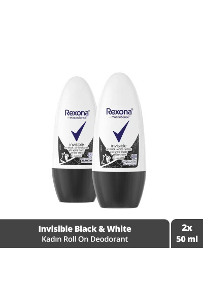 Kadın Roll On Deodorant Invisible On Black White Clothes 50 ml X2 Adet - Rexona