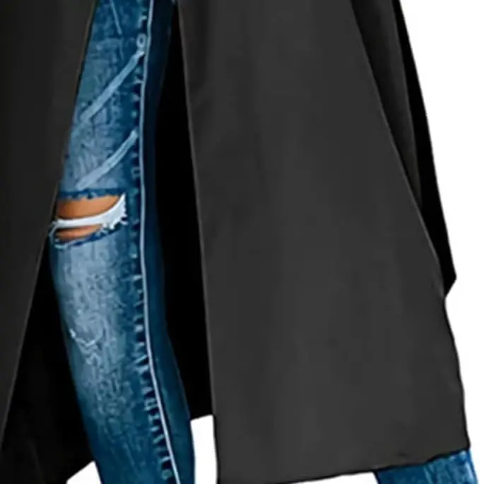 Women's Windproof Trench Coat Notched Lapel Double Breasted Long Overcoat Casual Fall Winter Windbreaker Outerwear - 5