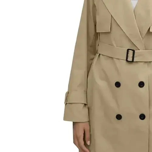 Women's Windproof Trench Coat Notched Lapel Double Breasted Long Overcoat Casual Fall Winter Windbreaker Outerwear - 6