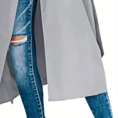 Women's Windproof Trench Coat Notched Lapel Double Breasted Long Overcoat Casual Fall Winter Windbreaker Outerwear - 5