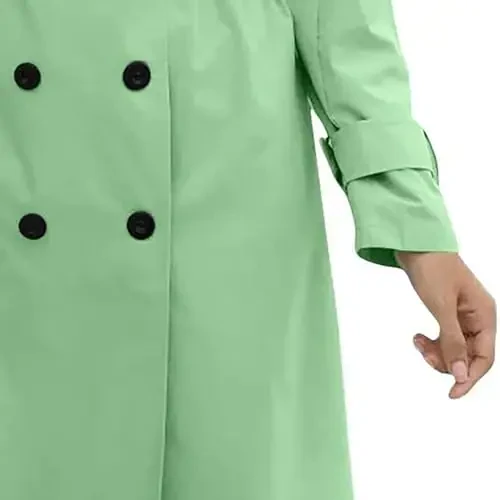 Women's Windproof Trench Coat Notched Lapel Double Breasted Long Overcoat Casual Fall Winter Windbreaker Outerwear - 7