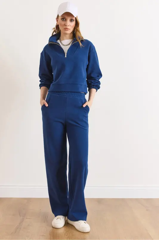 Kadın Saks Mavi Alt Üst Polo Yaka Selanik Takım TKM-19000324-Saks Mavi - 1