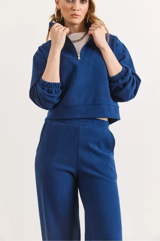 Kadın Saks Mavi Alt Üst Polo Yaka Selanik Takım TKM-19000324-Saks Mavi - 6