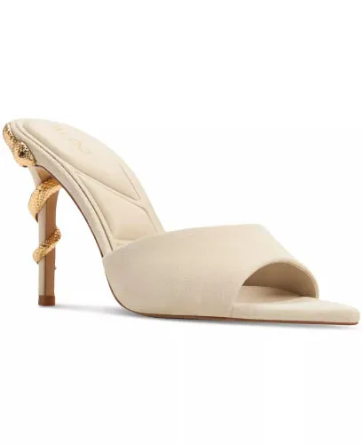 Women's Seashella Slip-On Heeled Sandals-Bone Suede - ALDO