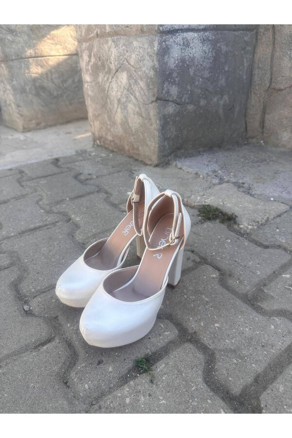 Kadın Sedef Kırık Beyaz Renk 12 Cm Platform Topuklu Abiye Gelin Ayakkabısı - SEDEF - 3