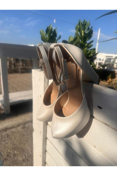 Kadın Sedef Kırık Beyaz Renk 12 Cm Platform Topuklu Abiye Gelin Ayakkabısı - SEDEF - 5