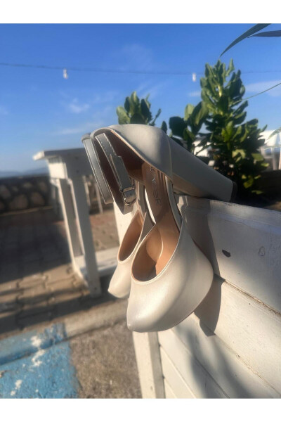 Kadın Sedef Kırık Beyaz Renk 12 Cm Platform Topuklu Abiye Gelin Ayakkabısı - SEDEF - 6