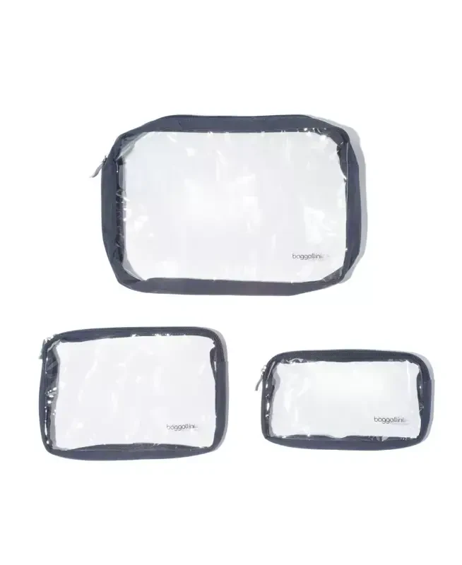 Women's Clear Travel Pouches, Set of 3 - BAGGALLINI