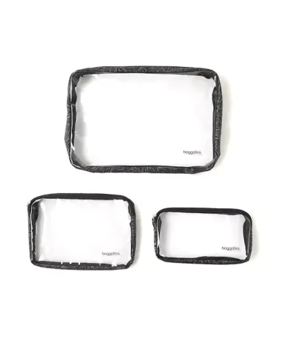 Women's Clear Travel Pouches, Set of 3 - Charcoal - 1