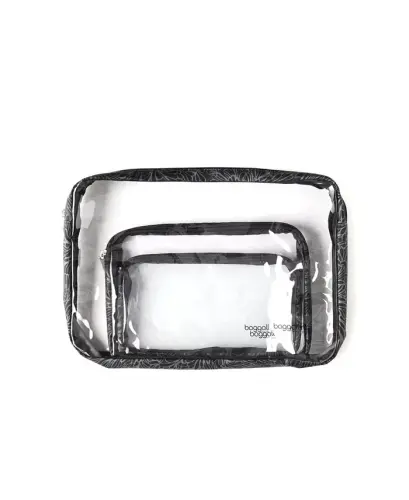 Women's Clear Travel Pouches, Set of 3 - Charcoal - 3