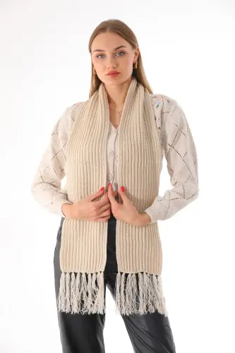 Kadın Selanik Örme Bej Atkı-Bej 