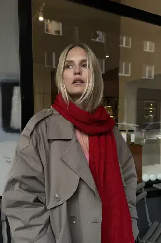 Kadın Selanik Triko Atkı Kırmızı 22WK271-Kırmızı - CHUBA (1)