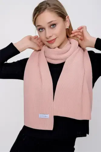 Kadın Selanik Triko Atkı Pudra 22wk271-Pudra - 1