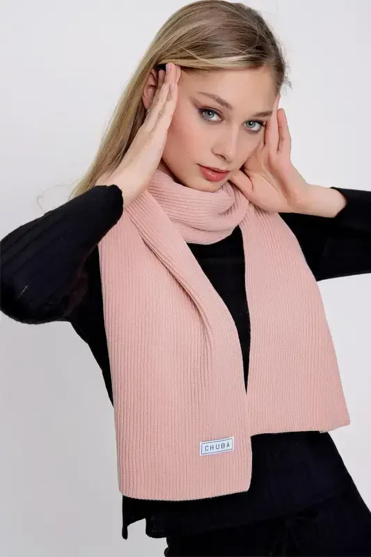 Kadın Selanik Triko Atkı Pudra 22wk271-Pudra - 3