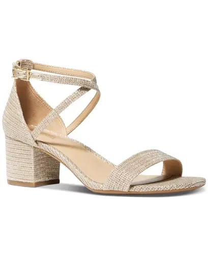 Women's Serena Flex Ankle Strap Dress Sandals - Pale Gold Glitter - 1