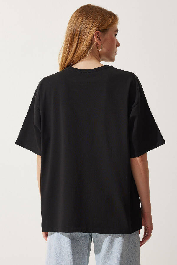 Kadın Siyah Basic Oversize Örme T-Shirt HW00007-Siyah - 7