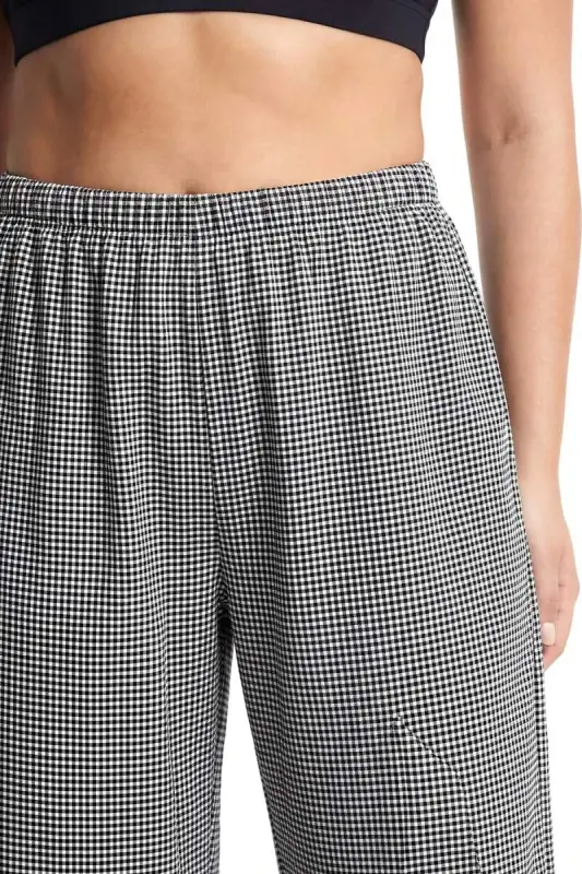 Kadın Siyah-Beyaz Kareli Büyük Beden Cepli Pijama Altı - 2