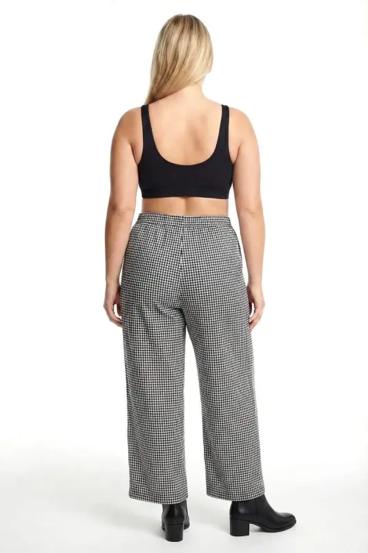 Kadın Siyah-Beyaz Kareli Büyük Beden Cepli Pijama Altı - 3