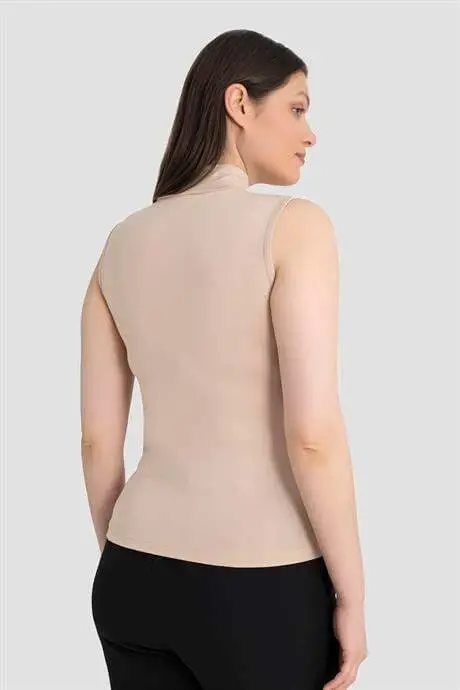 Kadın Siyah Beyaz Ten Balıkçı Yaka Kolsuz Body 3'lü Paket - 7