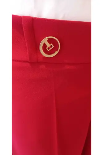 Kadın Siyah Bol Paça Pantolon-Bordo - 3