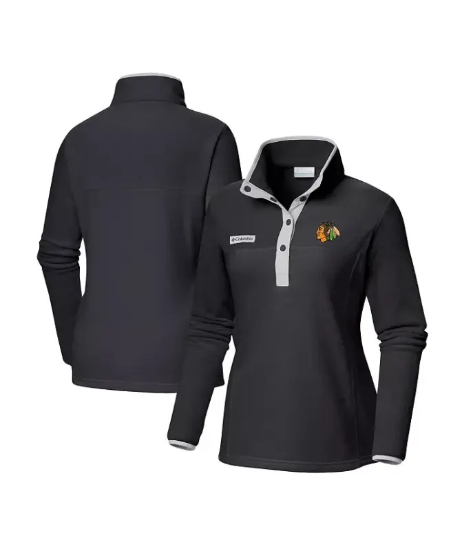Kadın Siyah Chicago Blackhawks Benton Springs Yarım Çıtçıtlı Ceket-Siyah - 4