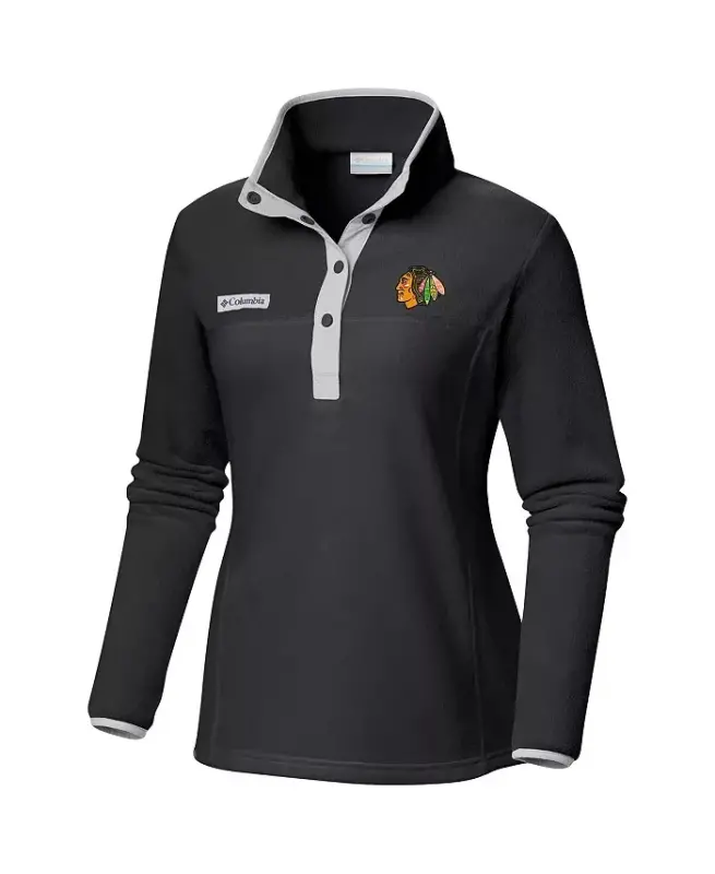 Kadın Siyah Chicago Blackhawks Benton Springs Yarım Çıtçıtlı Ceket-Siyah - 3