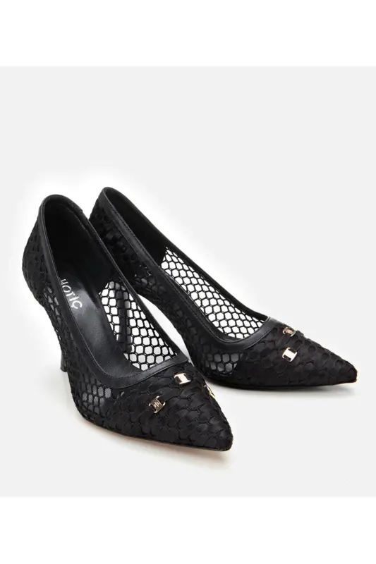 Kadın Siyah Fileli Stiletto - 2