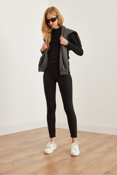 Kadın Siyah Fitilli Şardonlu Alt Üst Takım TKM-19000304-Siyah - 2