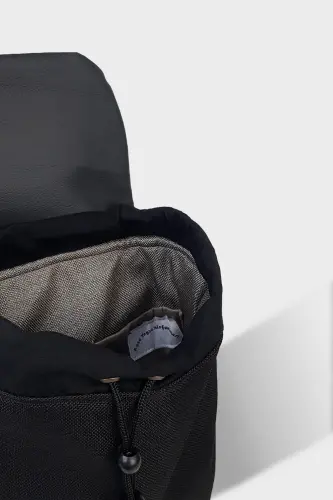 Kadın Siyah Geometrik El Yapımı Sırt Çantası-SiyahGeometrik - 4