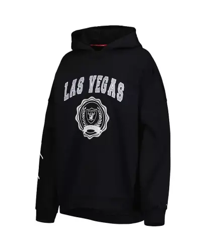 Women's Black Las Vegas Raiders Becca Drop Shoulder Pullover Hoodie - Black - 4